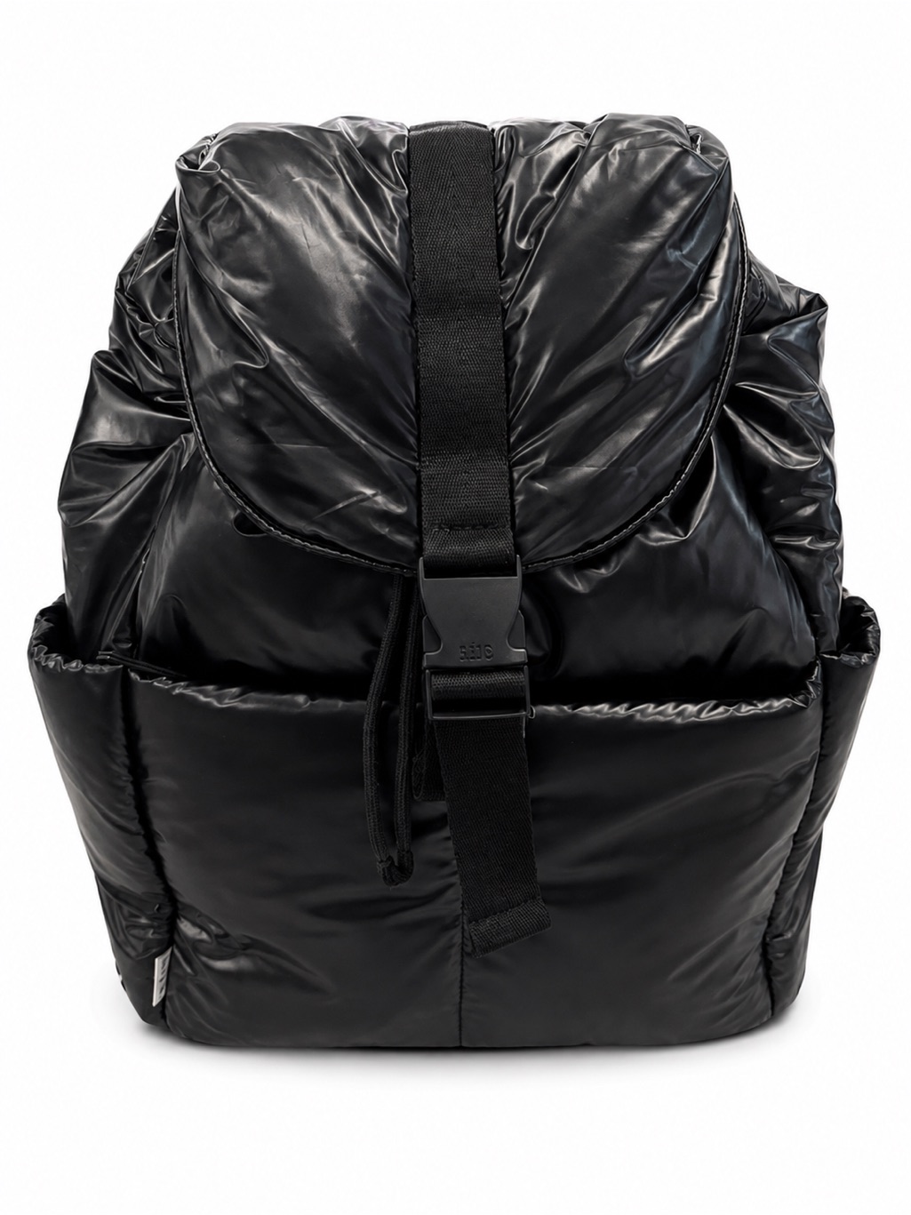Beis The Cargo | Black Quilted Puffer Travel Backpack With Front Buckle